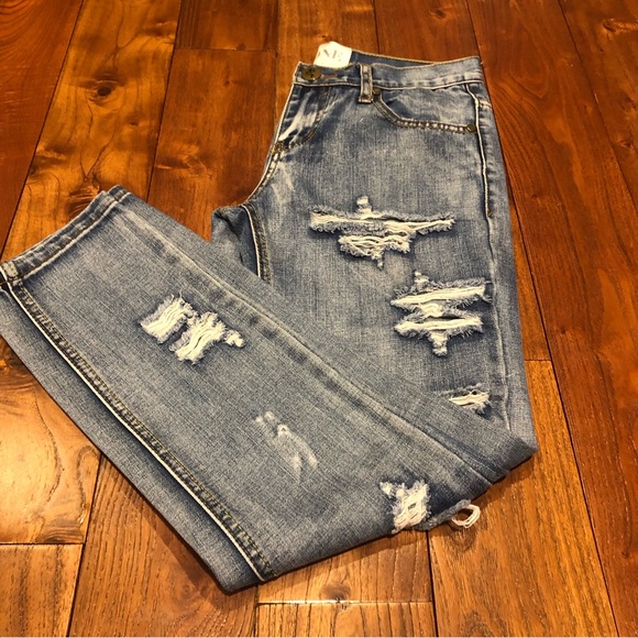One Teaspoon Awesome Baggies Straight distressed  Denim Jeans Blue Size 24 - Picture 8 of 14